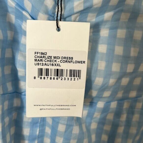 Faithfull The Brand Light Blue Charlize Midi Dress size 12 - Picture 4 of 12